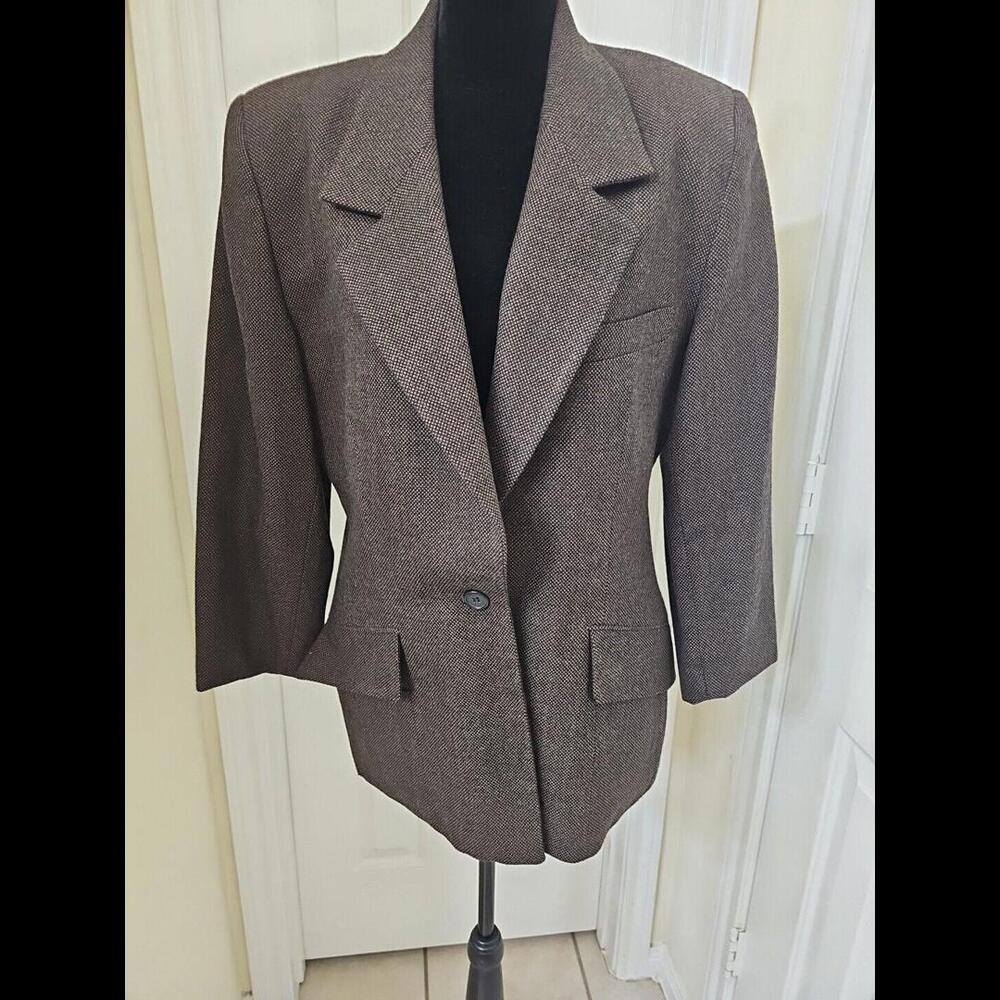 Vtg Jason Prescott Suit Blazer Jacket Office Formal Brown Sz 14